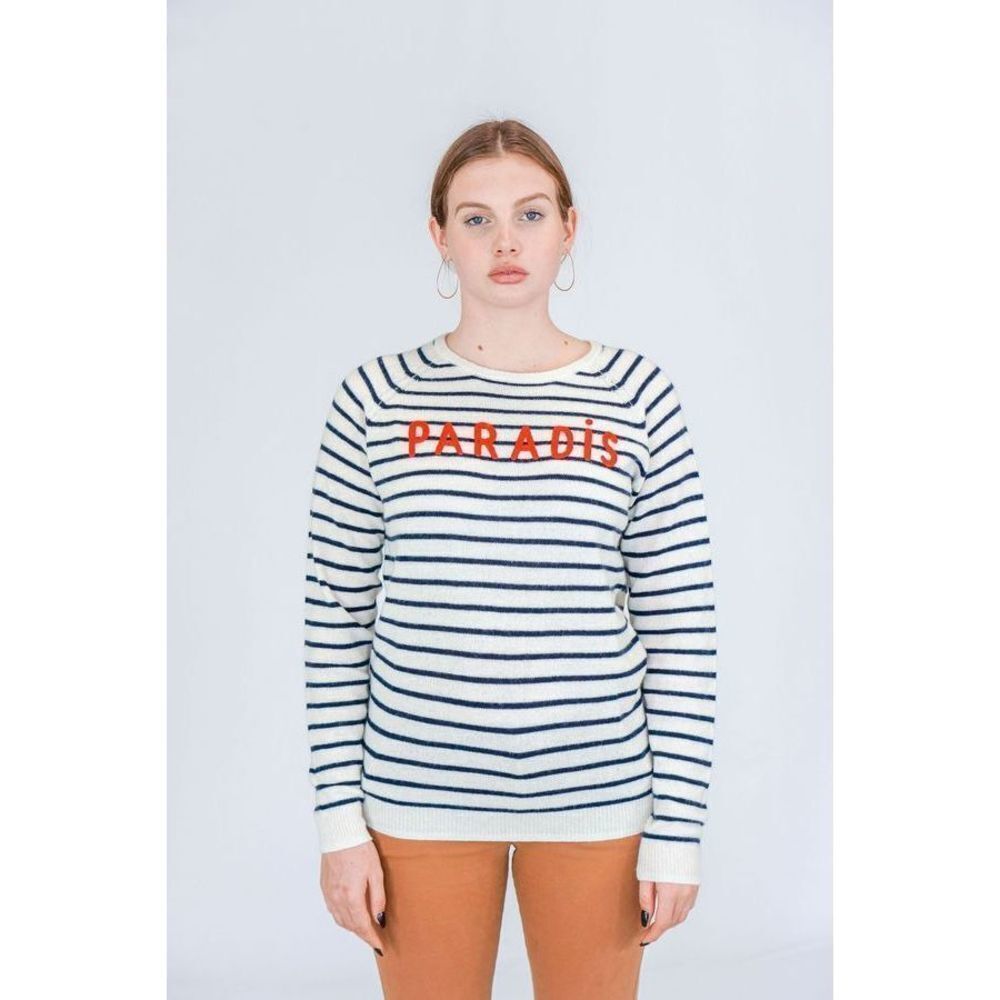 Trovata The Renee Cashmere Sweater Paradis Navy Stripes Size Medium